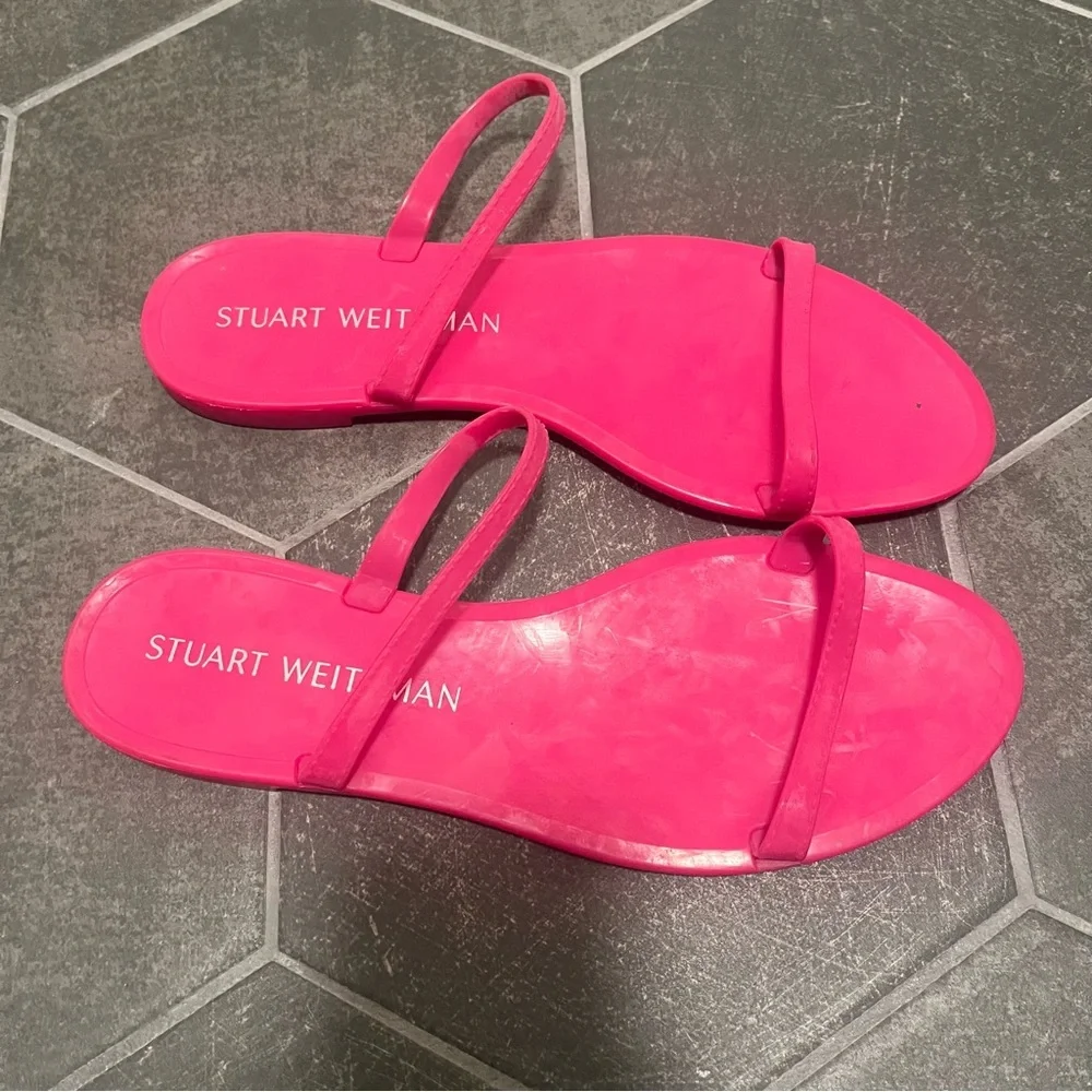Stuart Weitzman Size 9 Sawyer Slide Sandal S0820 Jelly Hot Pink